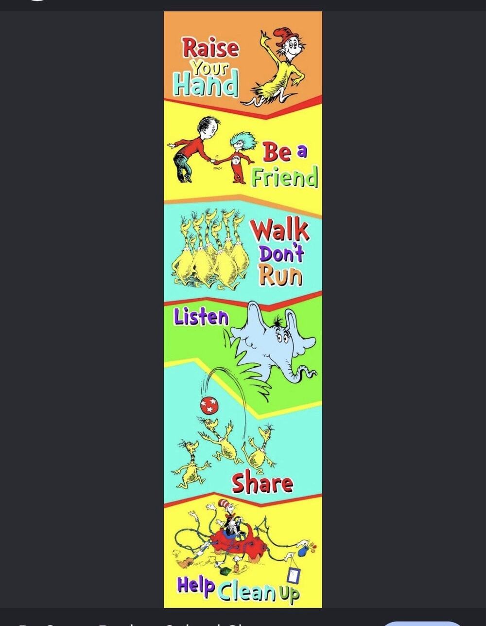 Dr Seuss 4 Foot Vertical Banner Teaching Classroom Decorative Banner NEW